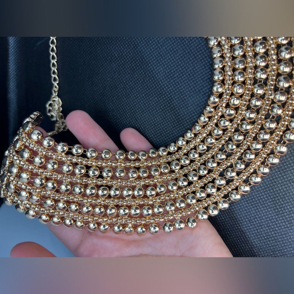 Zara Bold Multilayered Gold Chocker Necklace - Picture 9 of 14